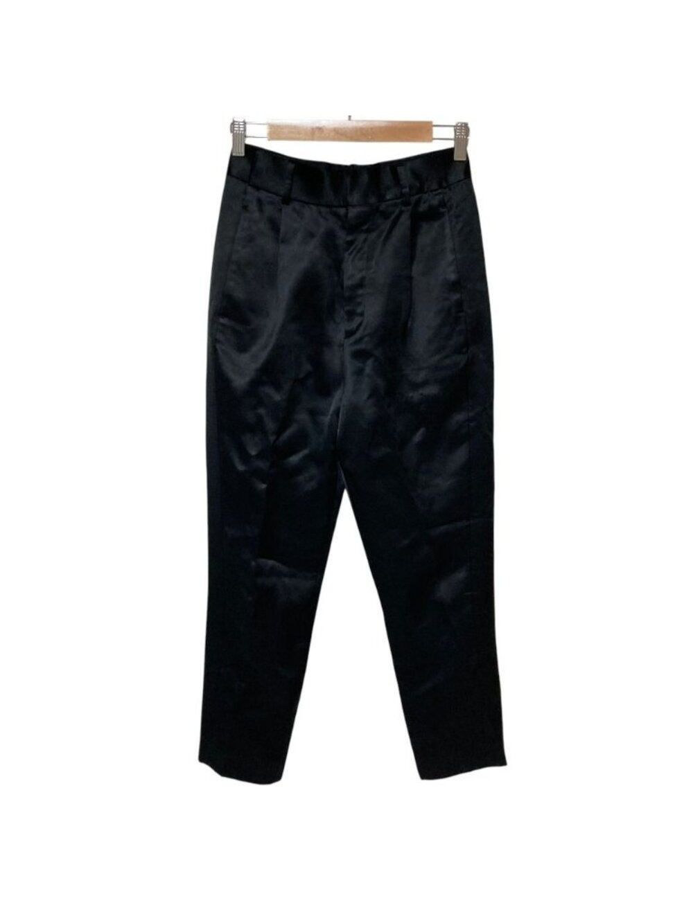Saint Laurent Paris Satin Tapered Tuck Pants Black